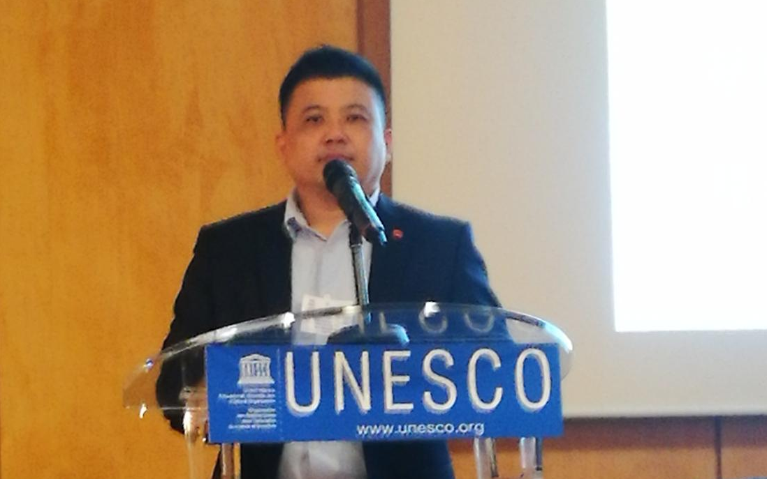 Dr Chee-Fai Tan making his presentation at the 11th Forum of NGOs - UNESCO