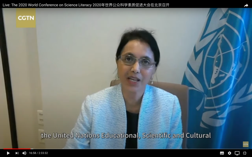 Shamila Nair-Bedouelle, Assistant Director-General for the Natural Sciences of UNESCO at the World Conference on Science Literacy 2020